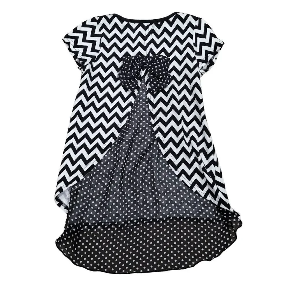 Chevron Dress with flower aplaques